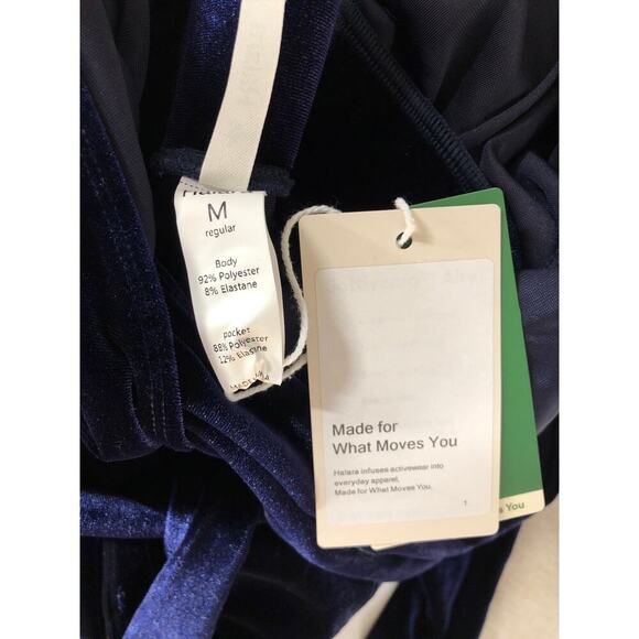 Halara Jumpsuit Velvet V-Neck Wrapped Long Sleeve Belted Wide Leg Blue NWT M - Picture 7 of 8